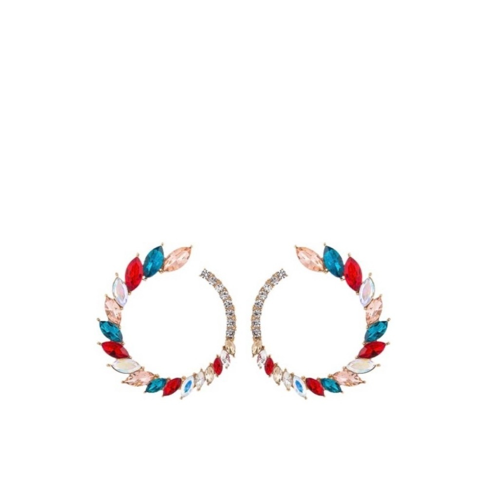 EYECANDY Roman Marquise Round Leaf Shape Earrings